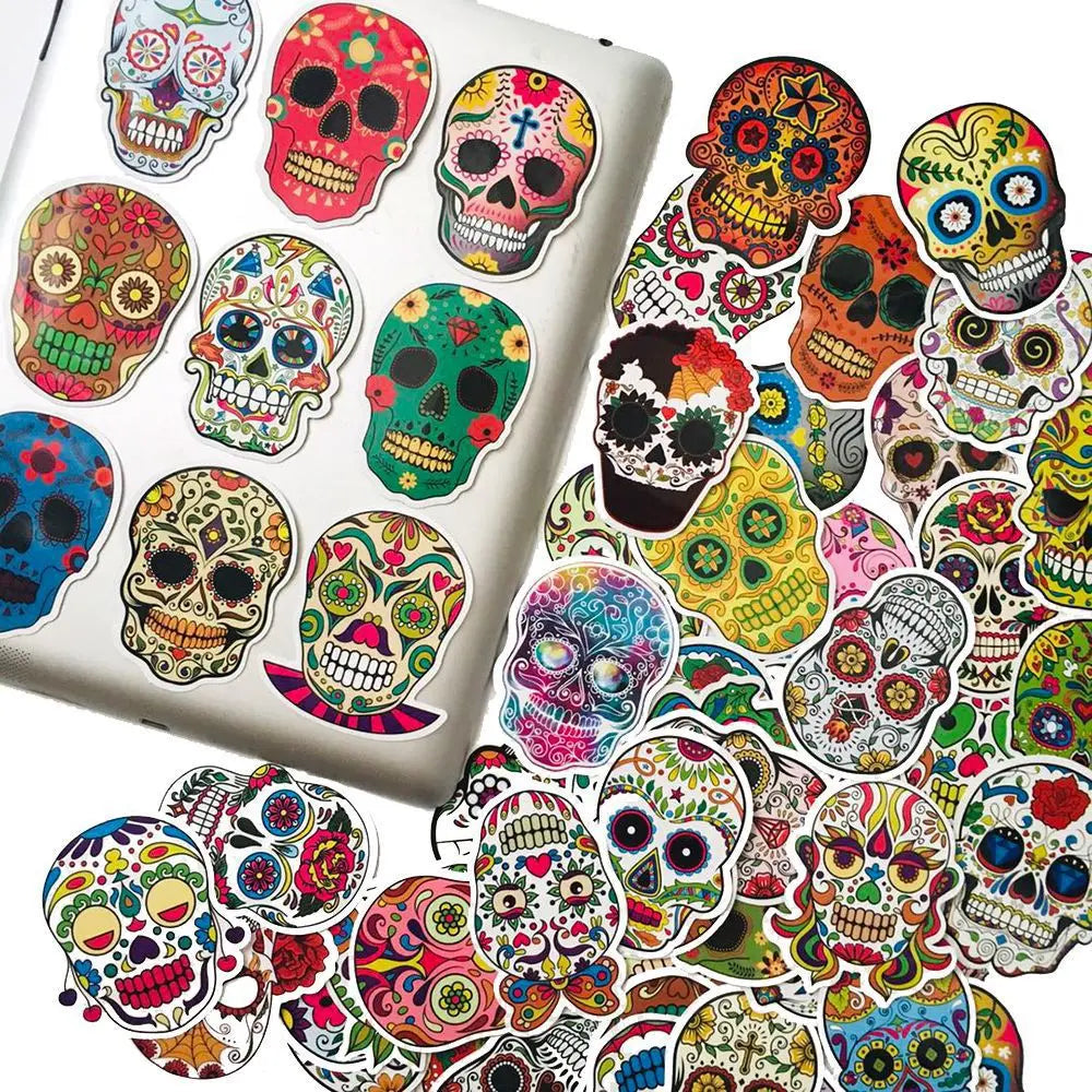 50PCS Cartoon Skull Sticker Graffiti iPad Luggage Laptop Helmet Car Computer Pattern Scrapbook Toy Decoration