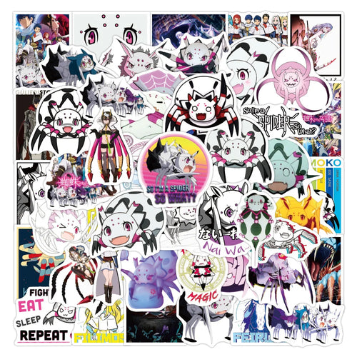 50PCS cartoon Japanese anime "I'm a Spider" doodle stickers, personalized, fashionable, creative and exquisite DIY decorative stickers for suitcases, toys, laptops, IPad cases, diaries, and popular stickers
