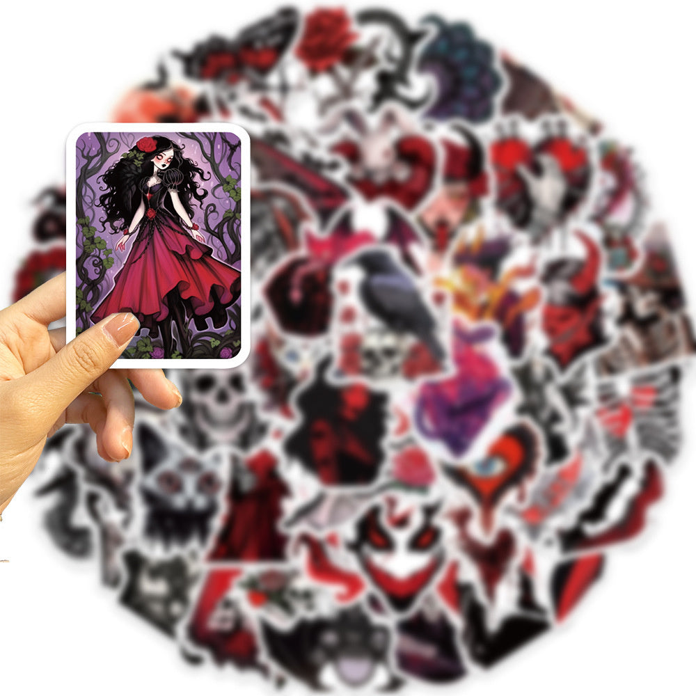 50PCS New Horror Skull Girl Graffiti Stickers Exquisite, Fashionable, Creative DIY Journal Decorations Suitable for Skateboards, Water Bottles, Helmets, Stationery Boxes, and Desktops