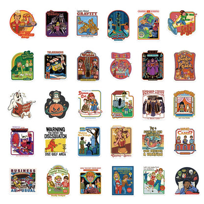 50PCS cartoon retro personalized style graffiti stickers, personalized fashion and creative DIY exquisite decorative decal cups, helmets, skateboards, popular sticker toys