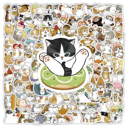 100PCS Cute Kitten Doodle Stickers, Bulk Cartoon Cat Decals for Endless Cuteness, Planners, and Stress Relief