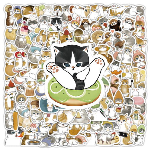 100PCS Cute Kitten Doodle Stickers, Bulk Cartoon Cat Decals for Endless Cuteness, Planners, and Stress Relief