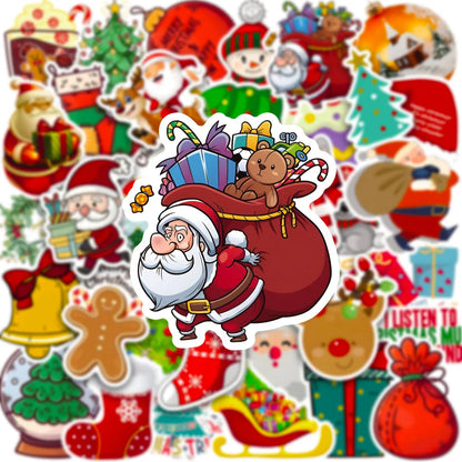 50PCS Trendy Cartoon Animation Christmas Graffiti Helmet Cup DIY PVC Waterproof Graffiti Sticker  personal Toys