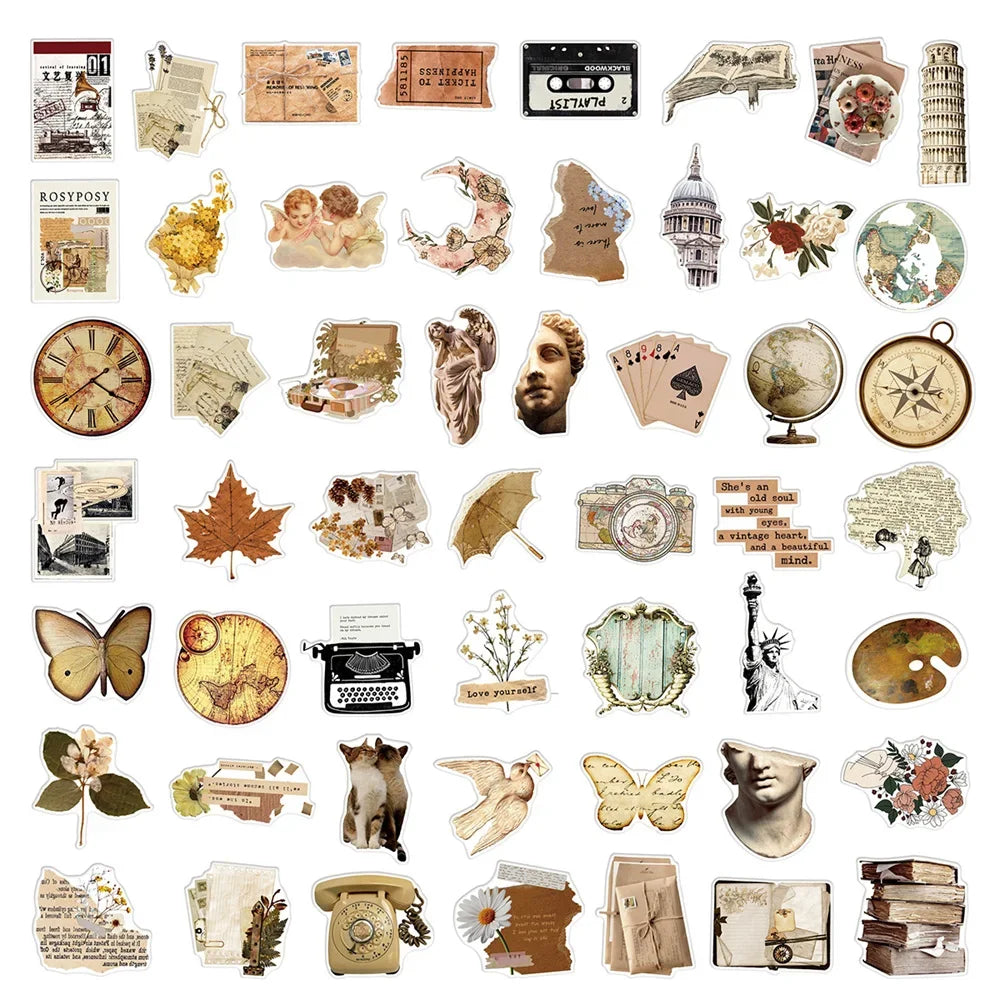 50PCS Retro Art Pattern Cartoon Graffiti Sticker Toy Decoration DIY Notebook Gift iPad Waterproof Guitar Auitcase