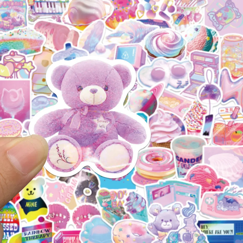 50PCS  NewTrend Korean Vaporwave Laser Graffiti Interior Decoration Handbook DIY Waterproof Sticker Children Toys