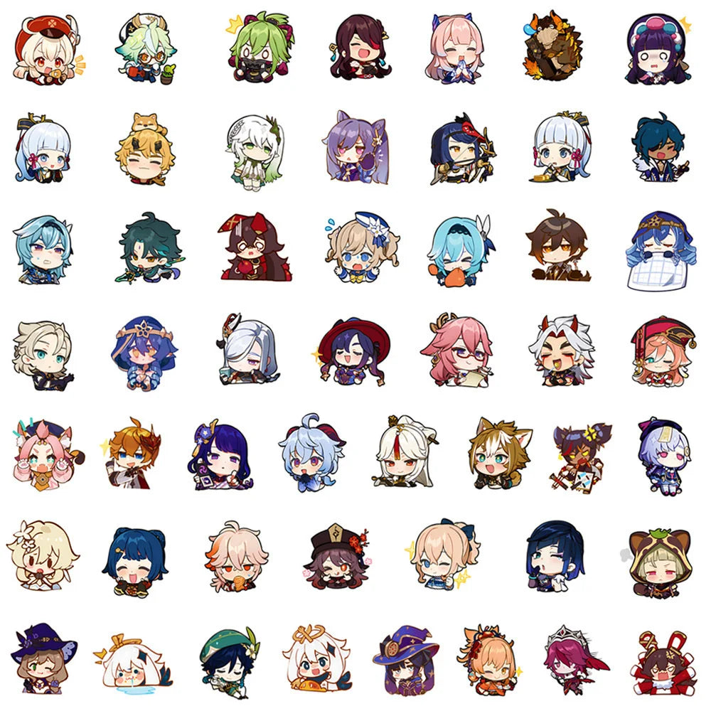 50PCS original Q-style anime and game doodle stickers, personalized, fashionable, creative and trendy DIY decorative stickers, skateboards, water cups, refrigerators, helmets, guitars, popular sticker toys