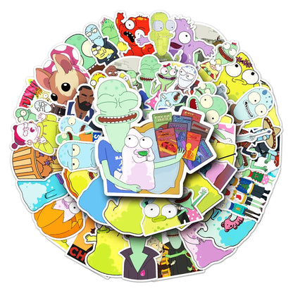 50pcs Funny Animated Solar Opposites Stickers For Toys Luggage Laptop Ipad Skateboard Fridge Car Stickers