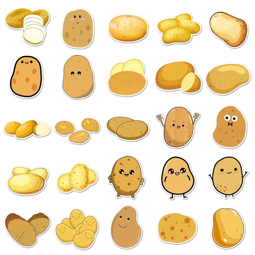 50PCS Potato Political Ecology Stickers - Tuber Semiotics Decals for Underground Economy Maps, Starchy Sovereignty Journals & Culinary Colonialism Studies