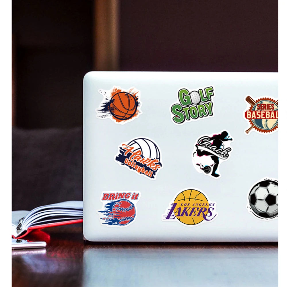 50PCS Ball Sports Stickers Rugby Volleyball Softball Football Basketball Sports Collection Stickers