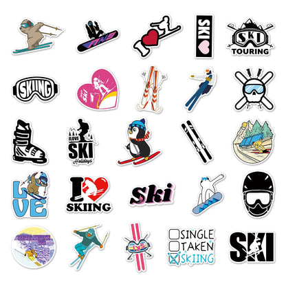 50PCS Skiing Graffiti Stickers Personalised Fashion Creative DIY Fine Decorative Stickers Skateboard Luggage Laptop Mug Popular Decals Toys