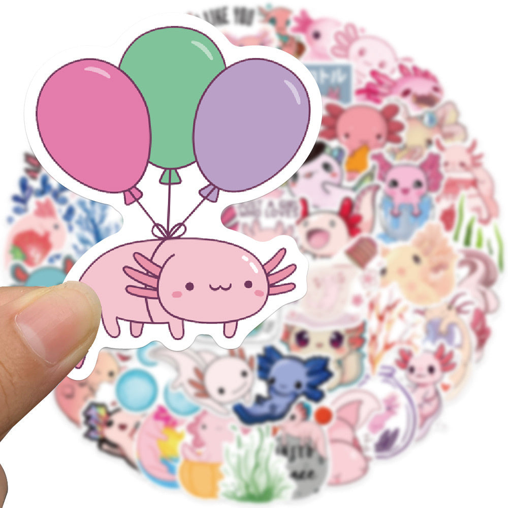 50PCS Cute Cartoon Salamander Doodle Stickers Perfect for Suitcases, Laptops, Skateboards, Water Bottles, Journals, Helmets, Pencil Cases Exquisite DIY Desktop Decor Decals
