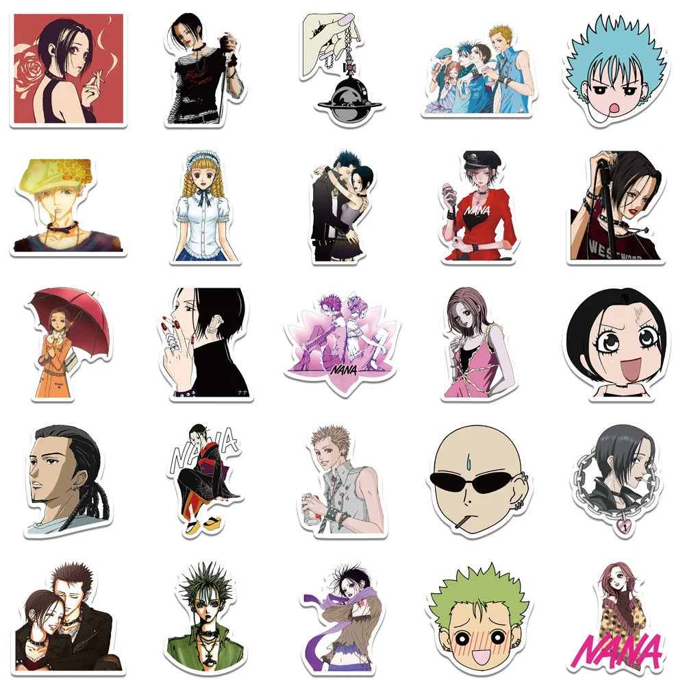 50PCS Japanese Classic Girl Anime NANA Character Sticker for Luggage Laptop IPad Gift Journal Waterproof Sticker