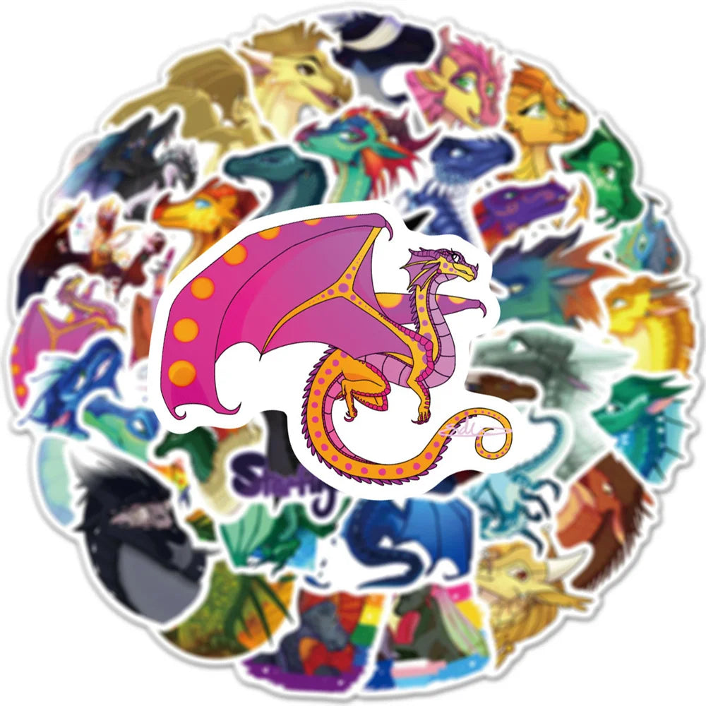 60PCS Firewing Flying Dragon Cartoon Graffiti Stickers Personalized Fashion Creative DIY Exquisite Decorative Decals Toys For Car Trolley Cases Laptop Personalized Guitar Water Cup Popular Stickers
