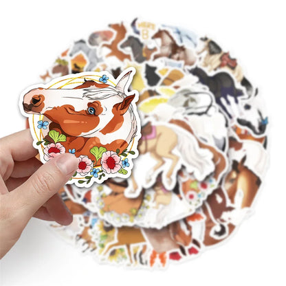 50PCS Cartoon Horse Racing Sticker Toys Luggage Laptop IPad Gift DIY Phone Case Motorcycle Waterproof Sticker Cup