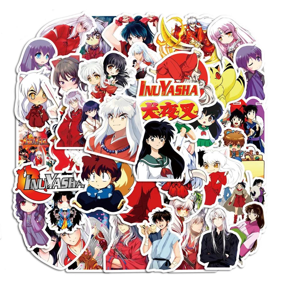 50PCS cartoon animation Inuyasha fox demon creative graffiti stickers, personalized DIY decorative exquisite decal toys, skateboards, bicycles, cars, helmets, laptops, popular stickers