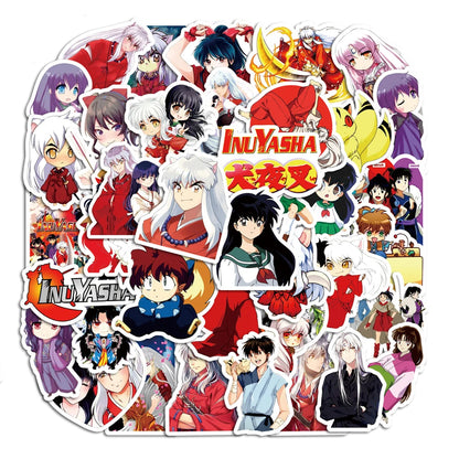 50PCS cartoon animation Inuyasha fox demon creative graffiti stickers, personalized DIY decorative exquisite decal toys, skateboards, bicycles, cars, helmets, laptops, popular stickers