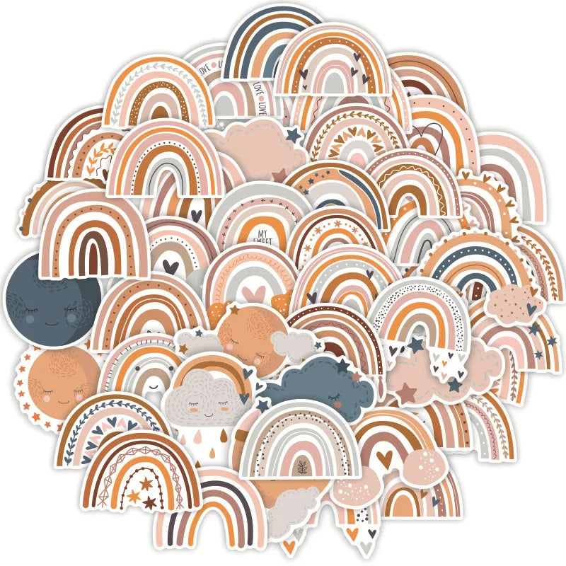 50PCS Cartoon Bohemian Stickers Graffiti iPad Luggage Laptop  Helmet Computer  Pattern Scrapbook Toys Decoration