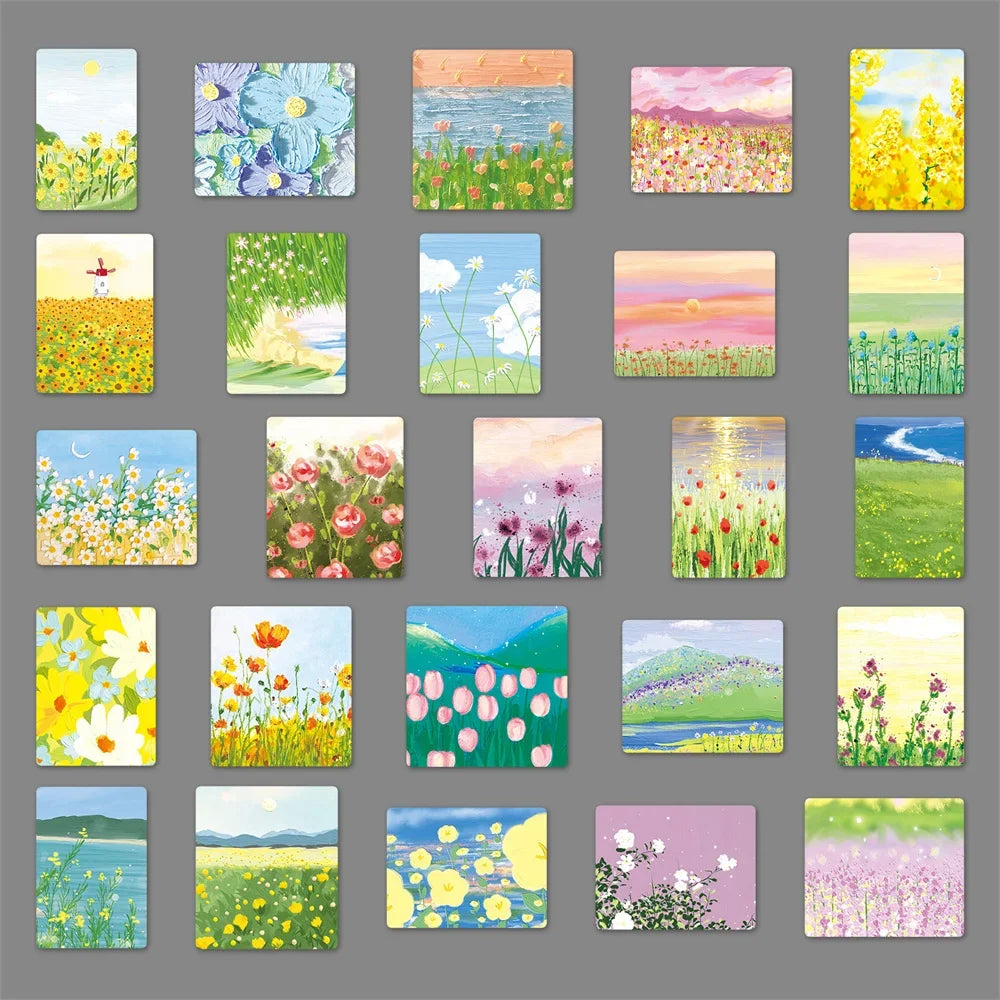 50PCS Flower Oil Painting Cartoon  Personality  Creative Graffiti Sticker DIY Suitcase Computer Water Cup  Bike