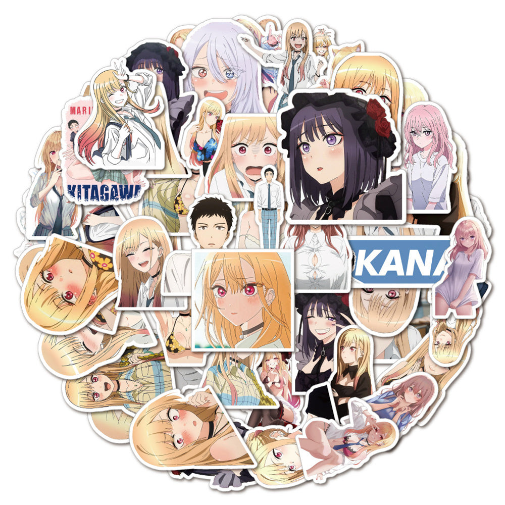 50PCS Anime Dress-Up Doll Stickers - Cosplay Decals for Laptops, Planners, Journals & Otaku Culture Gifts