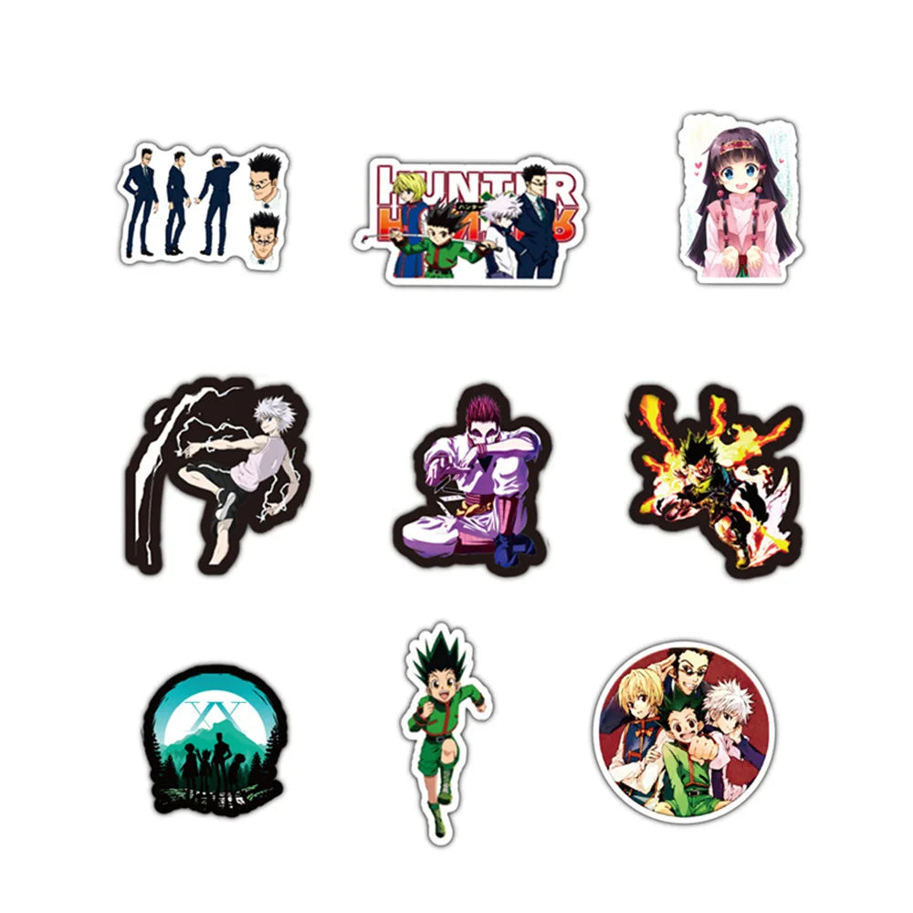 50PCS classic anime HUNTER × HUNTER cartoon character graffiti stickers, personalized, fashionable and creative DIY trendy and exquisite decorative stickers for bags, laptops, scooters, water cups, cars, and popular stickers for toys
