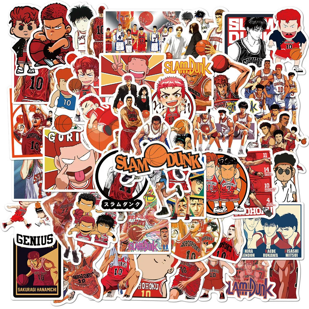 50PCS Anime Slam Dunk Graffiti Waterproof Sticker Creative Decorative Decal Refrigerator Skateboard Helmet Guitar