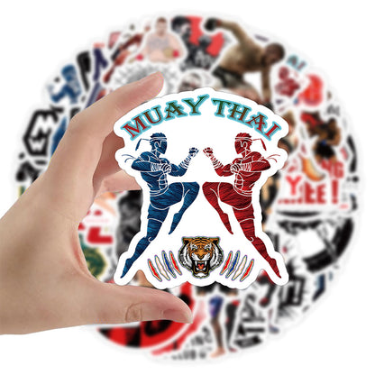 50PCS MMA Sports Doodle Stickers, Cartoon Fighting & Grappling Action Vinyl Decals for Gym Gear, Laptops, Water Bottles