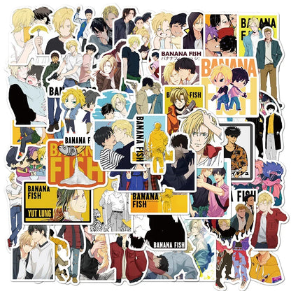 50PCS Japanese Anime Trembling Killing Machine BANANA FISH Graffiti Luggage Laptop Waterproof Sticker
