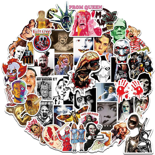 50PCS Horror Movie Thriller Mashup Decal Stickers iPad Toys DIY Luggage Laptop Ipad Guitar Exquisite Stickers