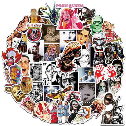50PCS Horror Movie Thriller Mashup Decal Stickers iPad Toys DIY Luggage Laptop Ipad Guitar Exquisite Stickers