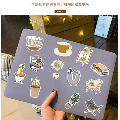 50PCS Ins Style Furniture Life Green Plants Japanese Style Sticker Luggage Graffiti Stationery Stickers