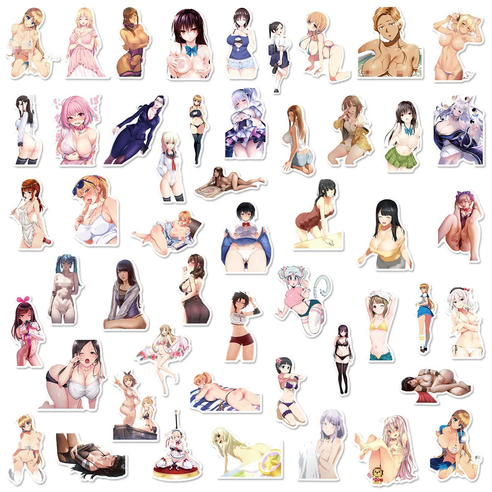 50PCS Sexy Beauty Temptation Welfare Graffiti Stickers Luggage Bicycle Skateboard Guitar Laptop Cute Stickers