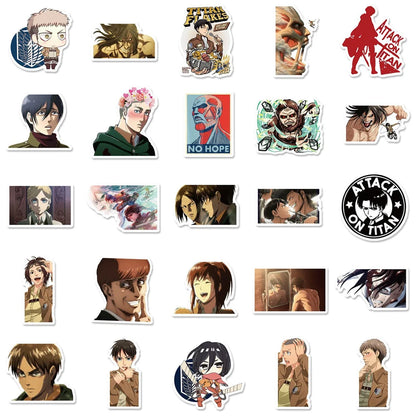 50pcs Anime Attack On Titan New Sticker For Luggage Laptop Ipad Cup Skateboard Phone Case Guitar Sticker