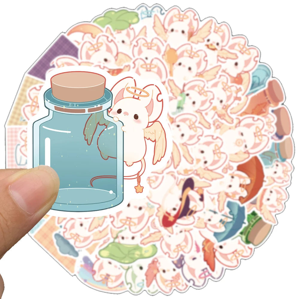 50 pieces of cute cartoon mouse animal graffiti stickers, personalized, fashionable and creative DIY exquisite decorative decal toys, bicycle, motorcycle, car helmet, laptop and computer popular stickers