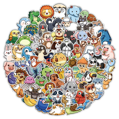 100PCS Cartoon Cute Animal Graffiti Stickers Personalized Creative Decorative Stickers Skateboards Guitar Laptop Refrigerator Luggage Fashion Popular Decals Gift Toys
