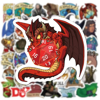 50PCS Games Dnd Graffiti Stickers Luggage Bicycle Notebook iPad Skateboard Guitar Helmet Waterproof Decoration