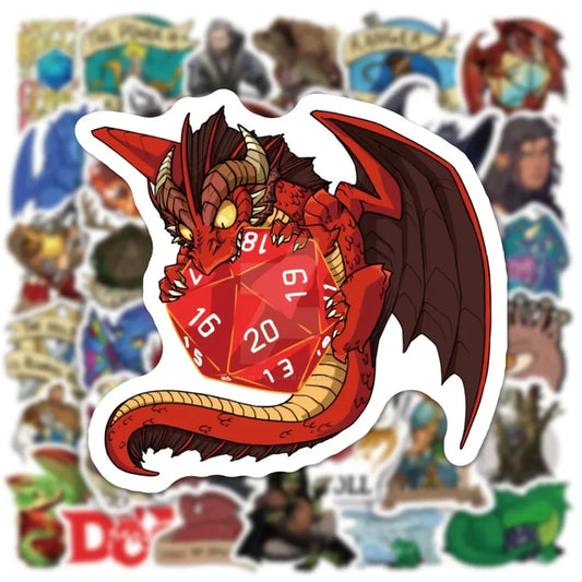 50PCS Games Dnd Graffiti Stickers Luggage Bicycle Notebook iPad Skateboard Guitar Helmet Waterproof Decoration