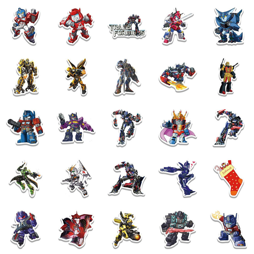 50PCS Transformers Graffiti Stickers for Trunks, Laptops, Skateboards, Refrigerators, Helmets, Water Bottles, Stationery Boxes, and More—Exquisite DIY Desktop Decor Decals