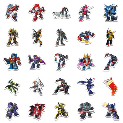 50PCS Transformers Graffiti Stickers for Trunks, Laptops, Skateboards, Refrigerators, Helmets, Water Bottles, Stationery Boxes, and More—Exquisite DIY Desktop Decor Decals