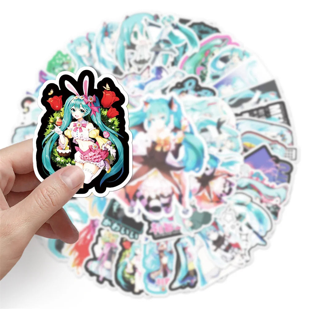 50PCS Cartoon Cute Miku Anime Graffiti Stickers for Luggage Laptop IPad Skateboard Gift Phone Case Car Stickers