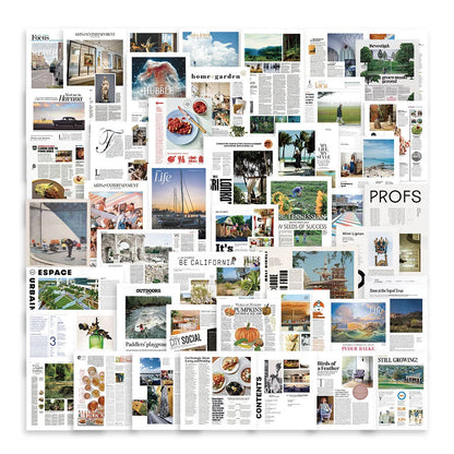 52 pieces of artistic cut newspaper art cartoon trendy graffiti stickers, personalized DIY decorative decal toys, laptops, ipads, skateboards, helmets, and exquisite and popular stickers