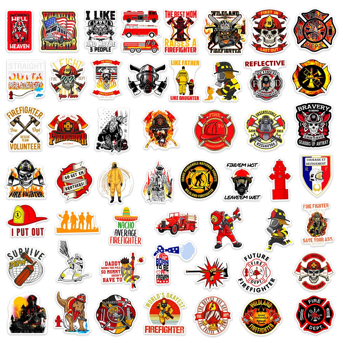 50PCS Cartoon Fireman Sticker Graffiti iPad Luggage Desk Notebook  Car Computer Pattern Scrapbook Toy Decoration