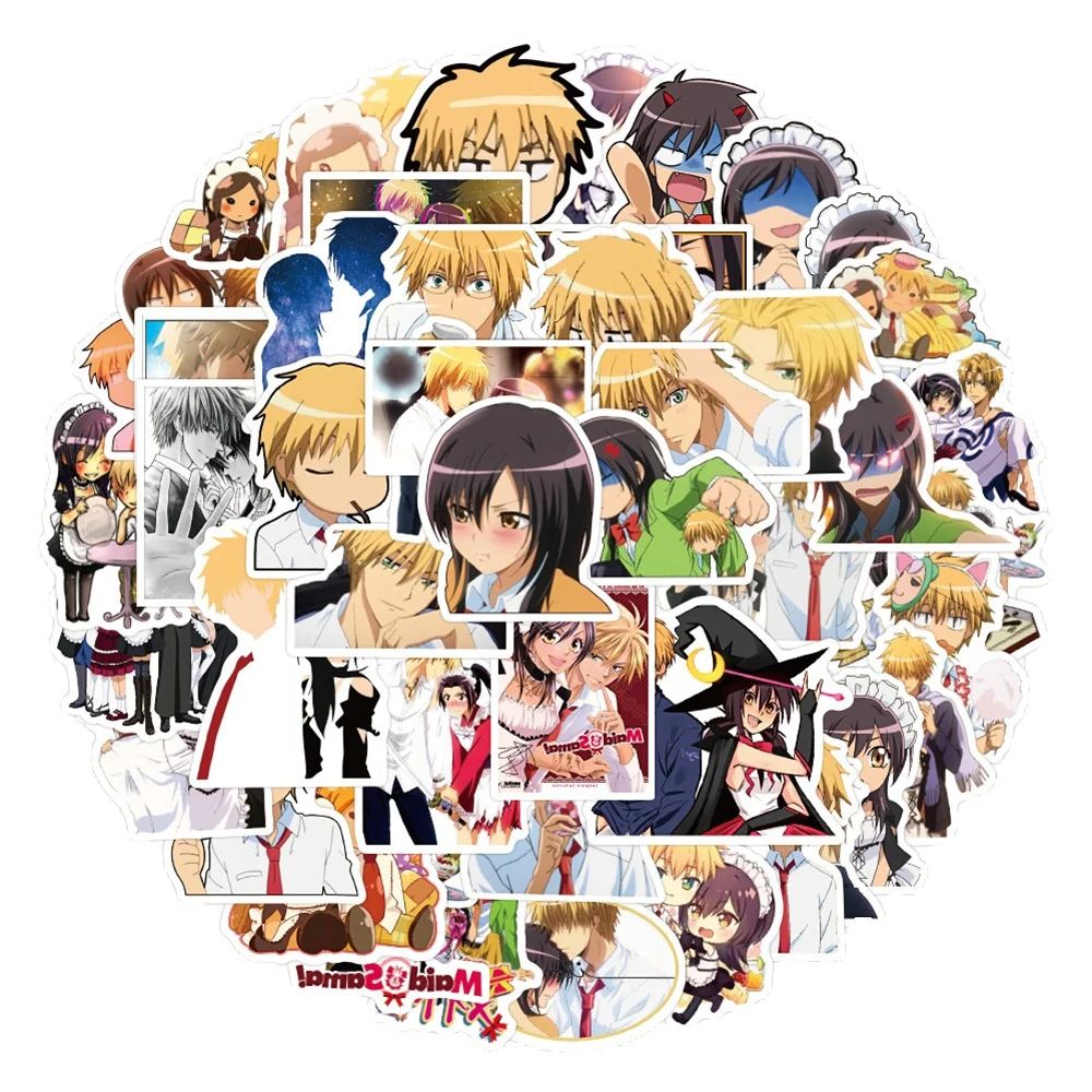 50PCS Cartoon Anime Maid-Themed Doodle Stickers Perfect for Notebooks, Skateboards, Water Bottles, Helmets, and Desktop Decor Elegant Adhesive Embellishments for Handmade Journals