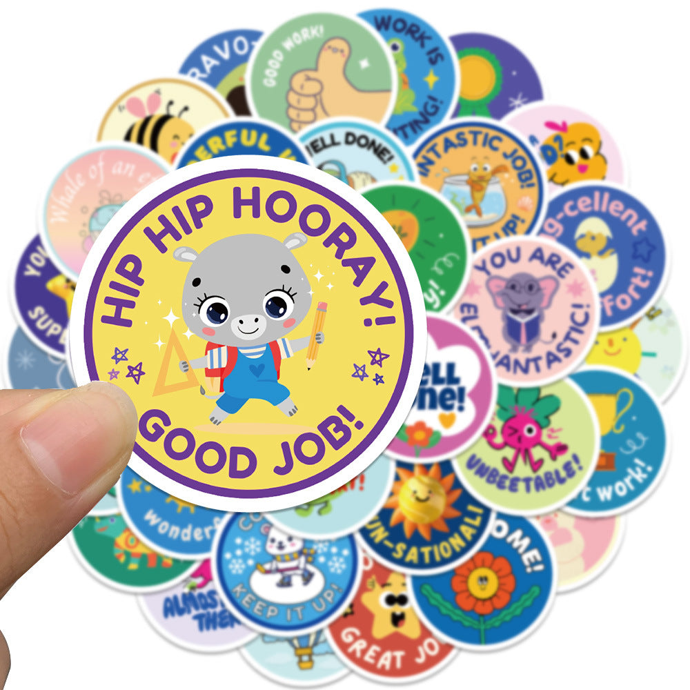 50PCS English Learning Reward Stickers, Cute Cartoon Alphabet & Animal Doodles for Kids, Teachers, and Homeschooling