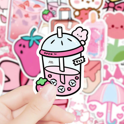 62PCS Pink Girl Heart Graffiti Stickers Personalized Fashion Creative Trend DIY Decorative Stickers Guitar Water Cup Computer Skateboard Helmet Luggage Popular Decals Toys