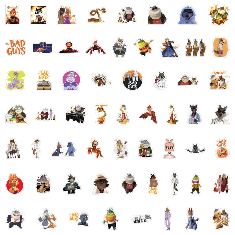 50pcs Cartoon Movie The Bad Guys Sticker For personalit Toys Luggage Laptop Ipad Skateboard Journal Cup Stickers