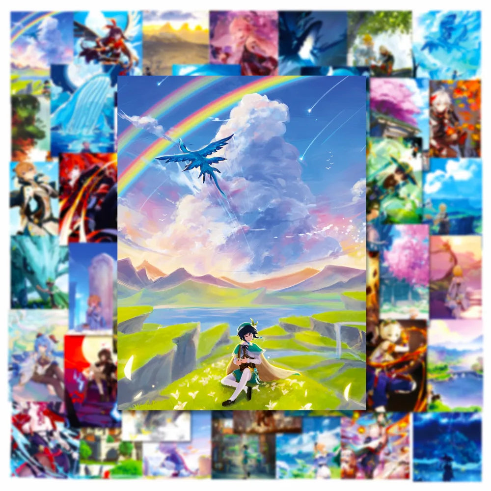 50PCS Cartoon Genshin Impact Sticker Graffiti iPad Notebook Helmet Car Computer Pattern Scrapbook Toy Decoration