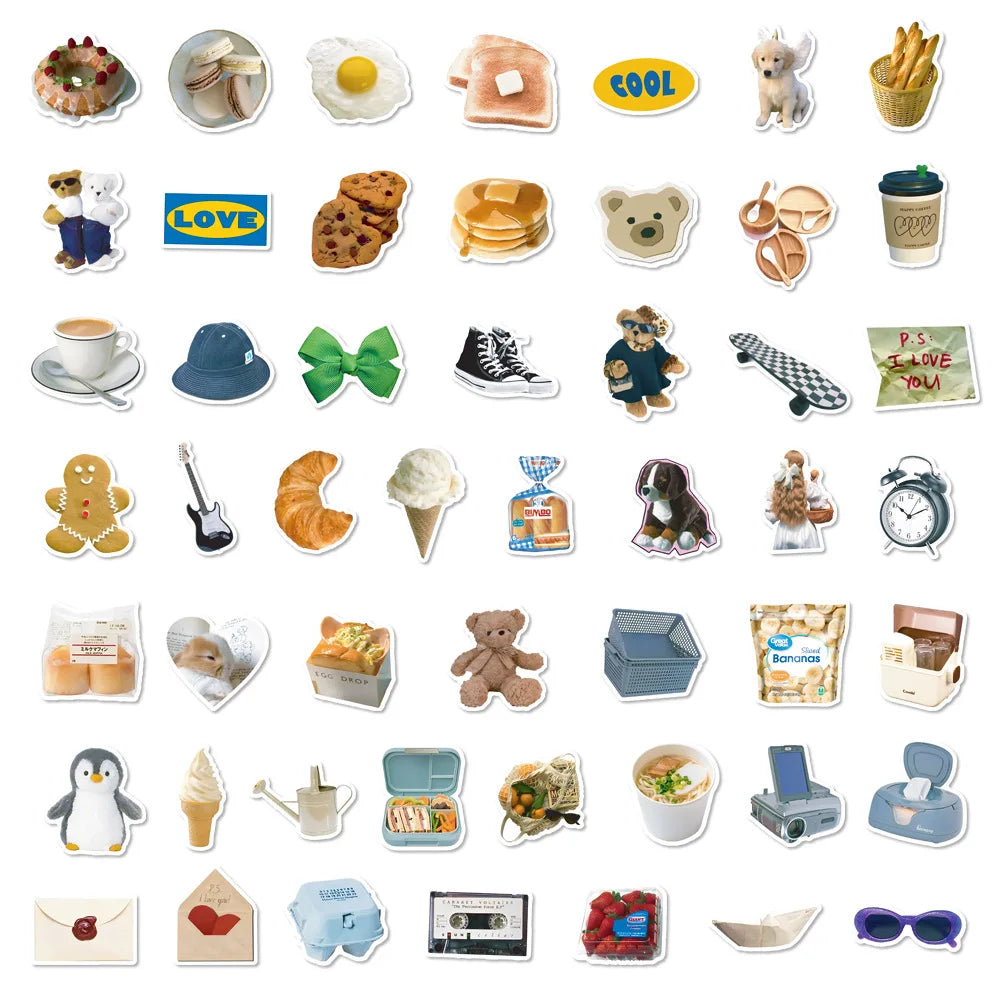 50pcs Trend Ins Style Milk Sticker Helmet Water Cup Graffiti DIY Waterproof PVC Graffiti Sticker