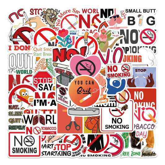 50PCS Cartoon No Smoking World No Tobacco Day Graffiti Sticker Luggage Laptop iPad Skateboard Motorcycle Sticker