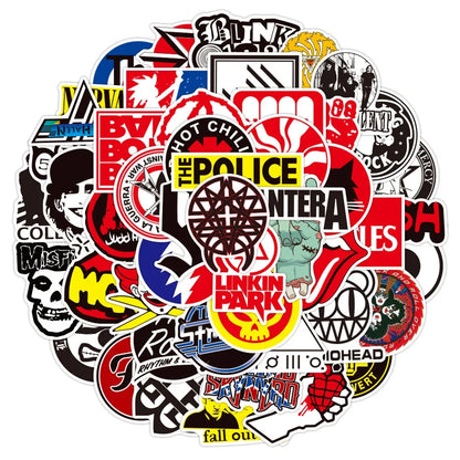 100PCS Rock Rock Band Sticker Graffiti Waterproof Skateboard Sticker Personalized Luggage Laptop Sticker