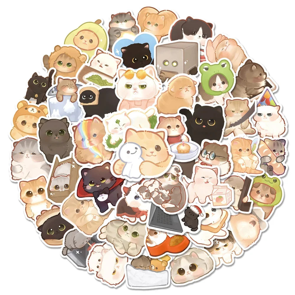 50PCS Cartoon Cute Cat New Personality Graffiti Creative Sticker DIY Guitar Suitcase Helmet Waterproof Notebook